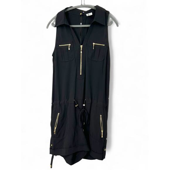 CACHE | M | Shorts sleeveless romper jumpsuit One Piece gold-toned hardware - Picture 1 of 9